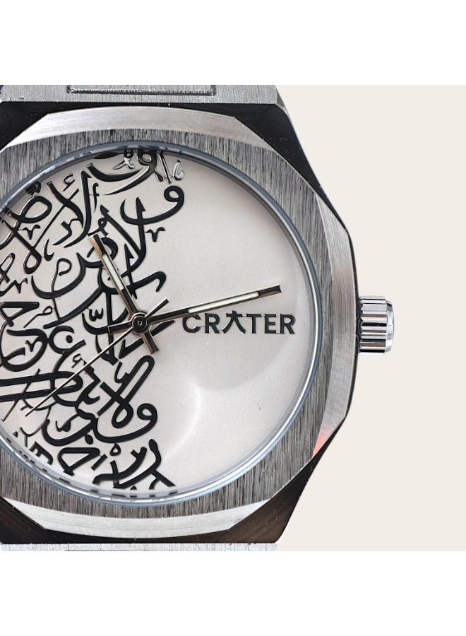 كريتر  ساعة كريتر (CRATER) للرجال – تصميم ملكي فاخر من الستانلس ستيل، مينا كلاسيكي مع عرض التاريخ، مقاومة للماء – تشمل علبة الماركة (فضي/فضي). - Image 5